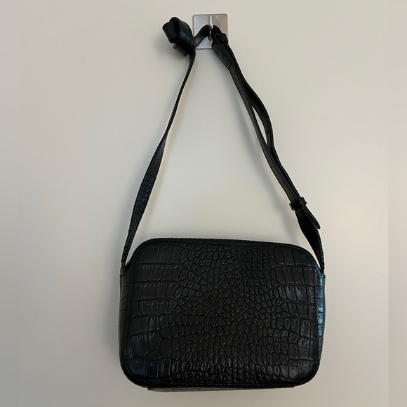 CUYANA croc-embossed cross-body bag in black/navy, Small - Picture 4 of 11